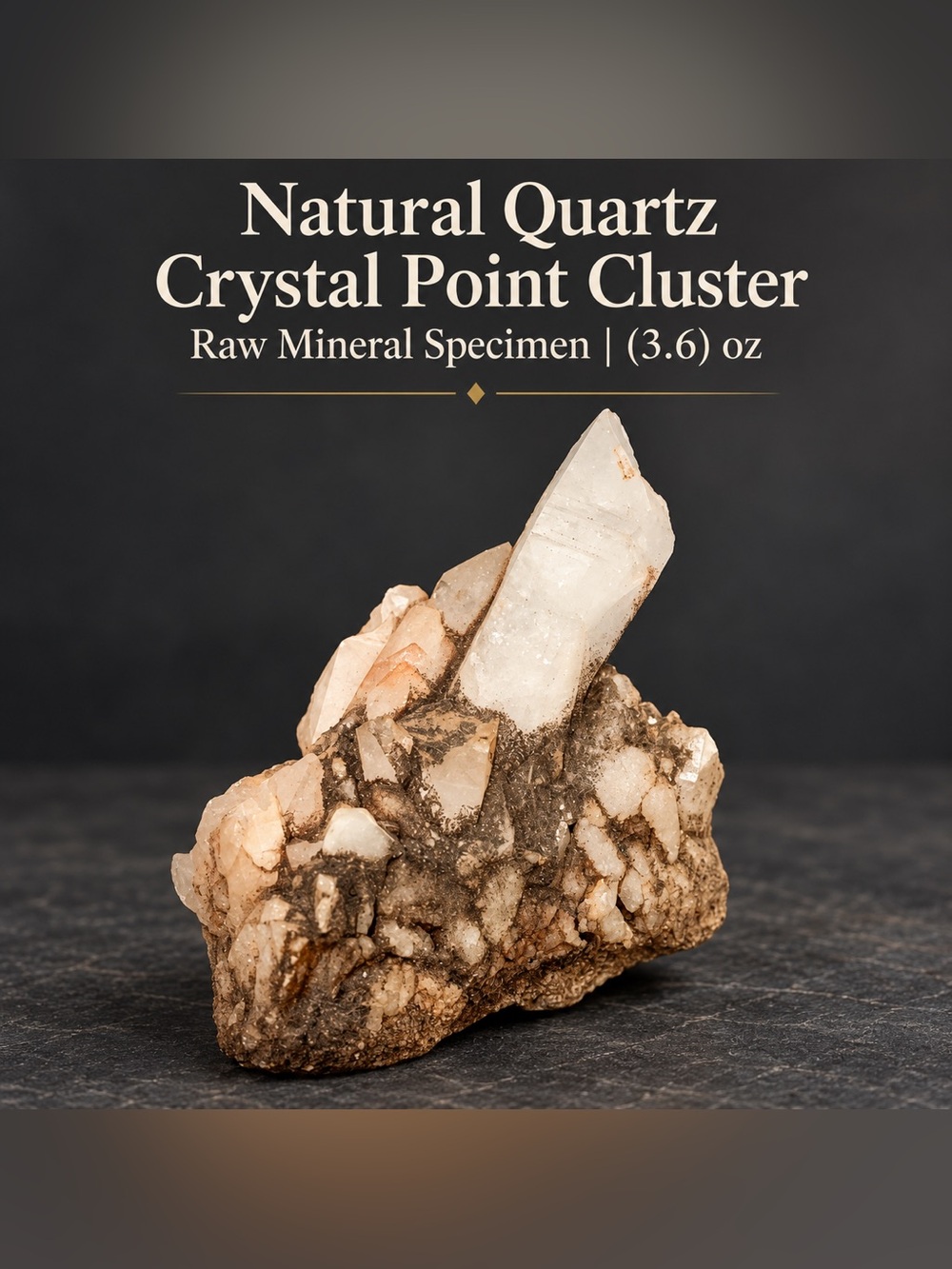 Natural Quartz Crystal Point Cluster | Raw Mineral Specimen | 3.6 oz